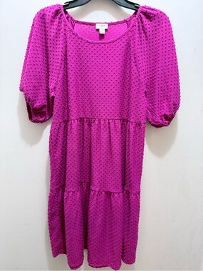 J. Crew ' Bright Fuchsia Textured Tiered Dress